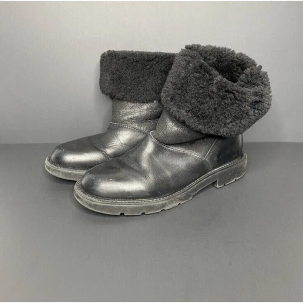 La Canadienne Boots Womens 5.5 Black suede and leather shearling lining Snow